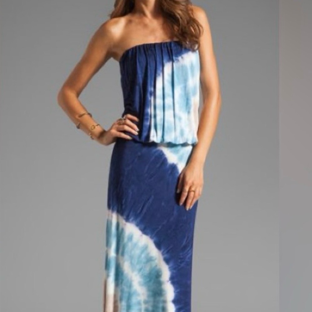 Revolve -Young fabulous &  broke strapless, maxi tie-dye dress s M